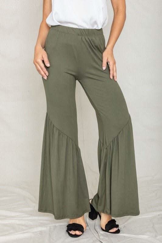 Diagonal Trim Ruffle Hem Pants - Fit Me For 20