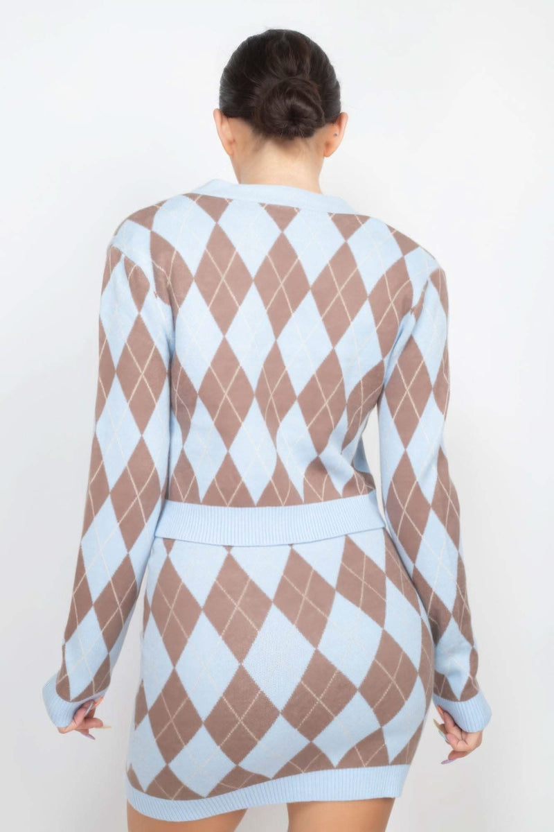 Diamond Button-front Cardigan Top - Fit Me For 20
