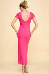 Double V-neck Ribbed Maxi Dress - Fit Me For 20