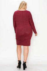 Draped Neck Long Sleeve Dress - Fit Me For 20