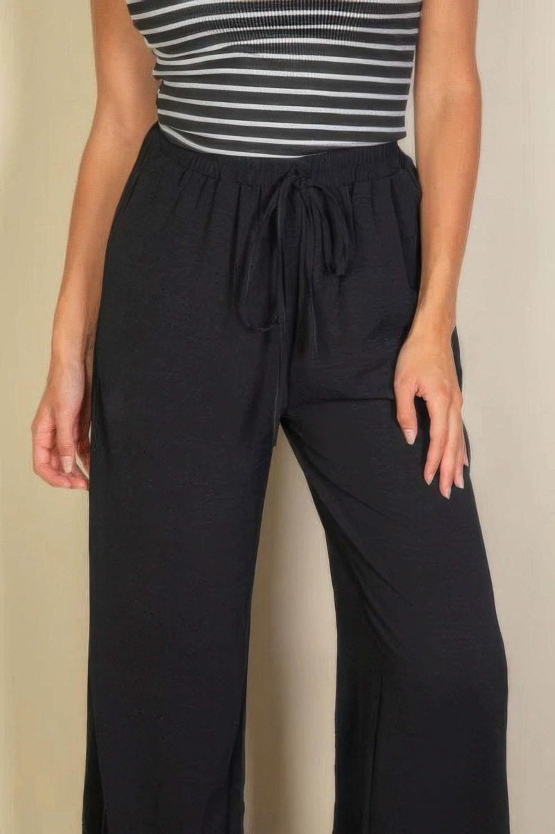 Drawstring Waist Wide Leg Minimalist Pants - Fit Me For 20