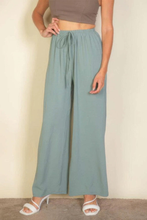 Drawstring Waist Wide Leg Minimalist Pants - Fit Me For 20