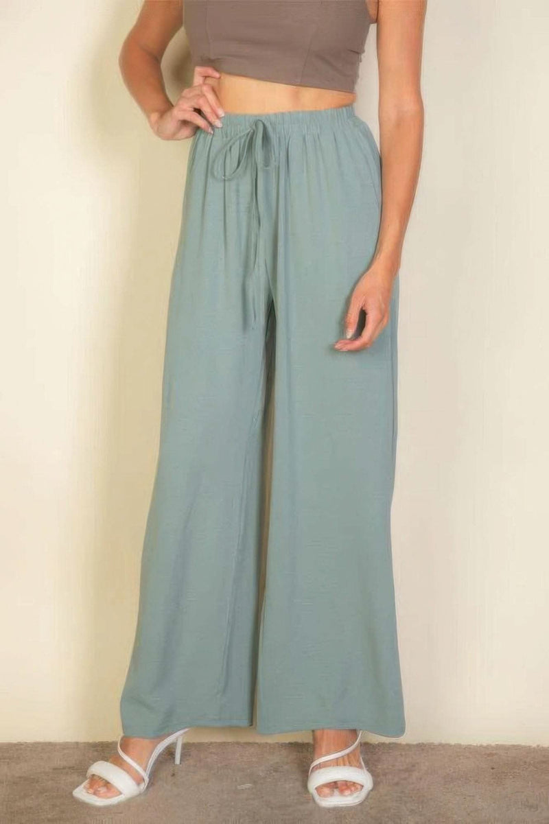 Drawstring Waist Wide Leg Minimalist Pants - Fit Me For 20