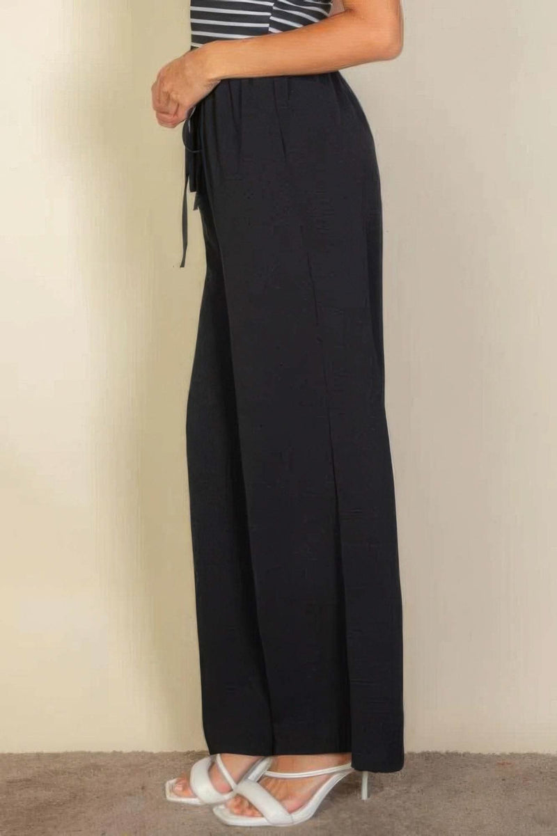 Drawstring Waist Wide Leg Minimalist Pants - Fit Me For 20