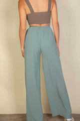 Drawstring Waist Wide Leg Minimalist Pants - Fit Me For 20