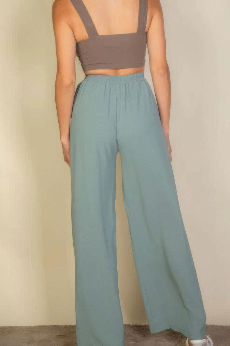 Drawstring Waist Wide Leg Minimalist Pants - Fit Me For 20