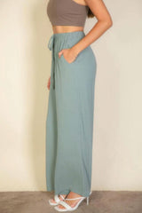 Drawstring Waist Wide Leg Minimalist Pants - Fit Me For 20