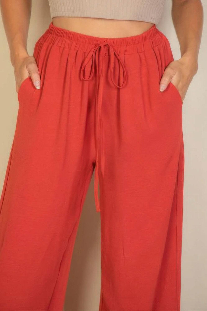 Drawstring Waist Wide Leg Minimalist Pants - Fit Me For 20