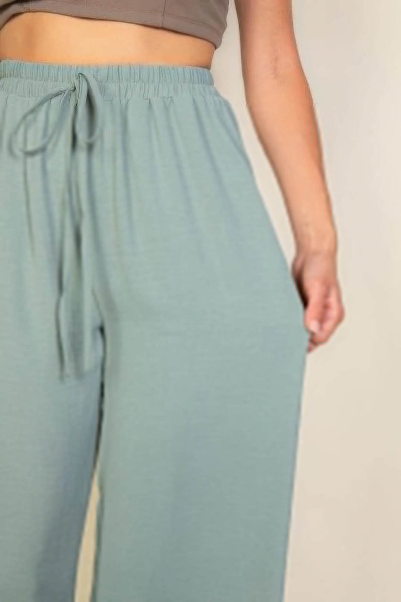 Drawstring Waist Wide Leg Minimalist Pants - Fit Me For 20