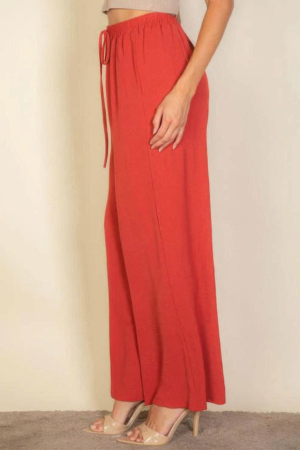 Drawstring Waist Wide Leg Minimalist Pants - Fit Me For 20