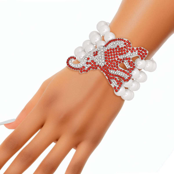 DST White Pearl 5 Strand Elephant Bracelet - Fit Me For 20