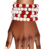 DST White Pearl and Bead Memory Wire Bracelet - Fit Me For 20