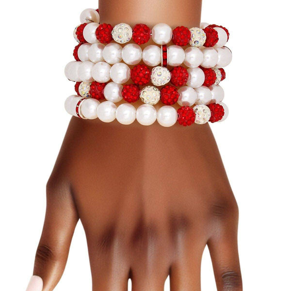 DST White Pearl and Bead Memory Wire Bracelet - Fit Me For 20