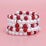 DST White Pearl and Bead Memory Wire Bracelet - Fit Me For 20