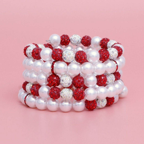 DST White Pearl and Bead Memory Wire Bracelet - Fit Me For 20
