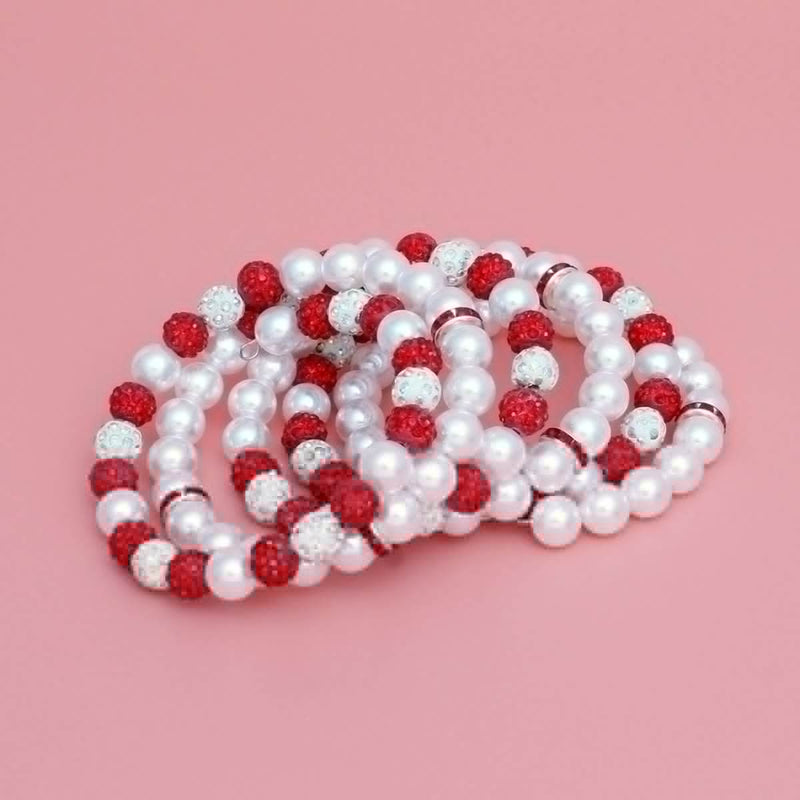 DST White Pearl and Bead Memory Wire Bracelet - Fit Me For 20
