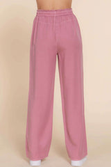 Elastic Waist Tencel Long Pants - Fit Me For 20