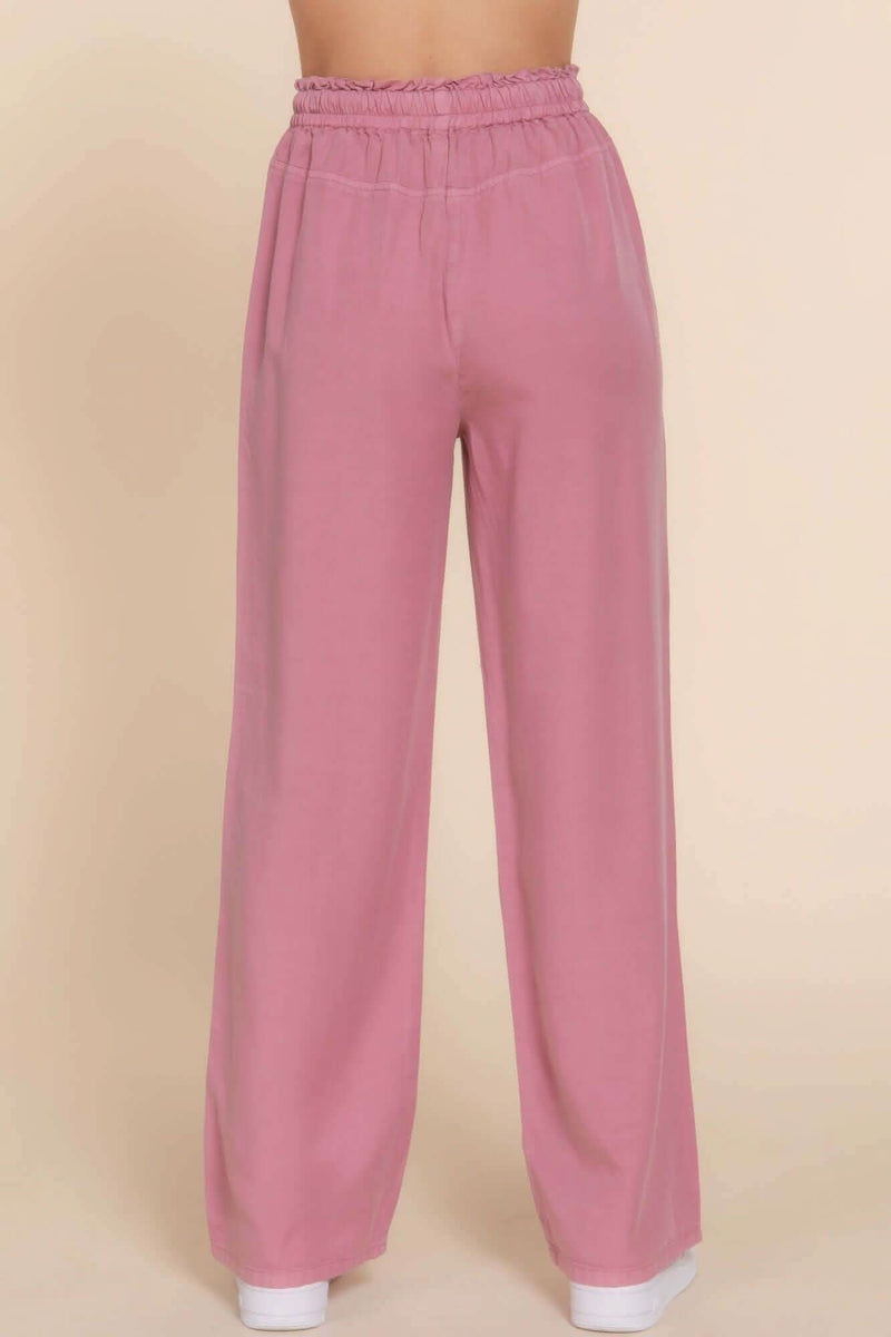 Elastic Waist Tencel Long Pants - Fit Me For 20