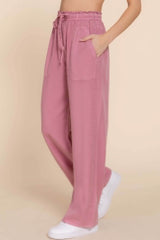Elastic Waist Tencel Long Pants - Fit Me For 20