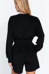 Elasticized Hem Terry Towelling Top - Fit Me For 20