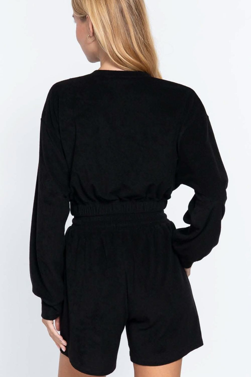 Elasticized Hem Terry Towelling Top - Fit Me For 20