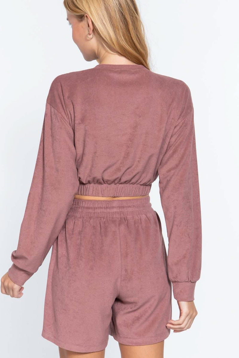 Elasticized Hem Terry Towelling Top - Fit Me For 20