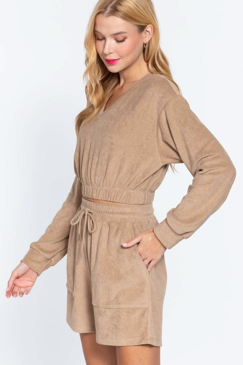 Elasticized Hem Terry Towelling Top - Fit Me For 20