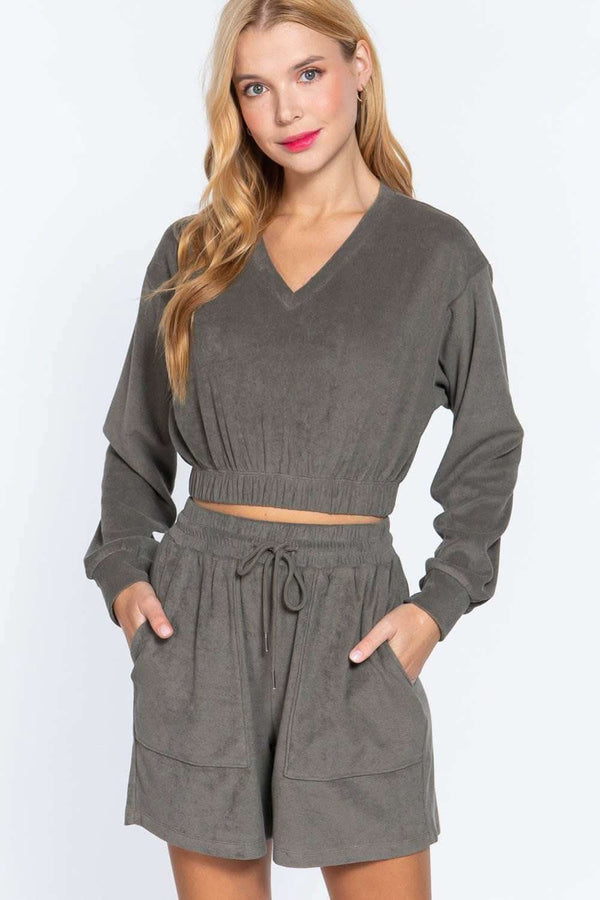 Elasticized Hem Terry Towelling Top - Fit Me For 20