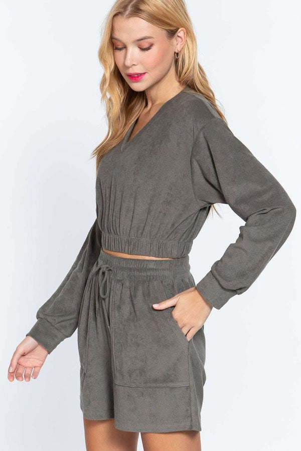 Elasticized Hem Terry Towelling Top - Fit Me For 20