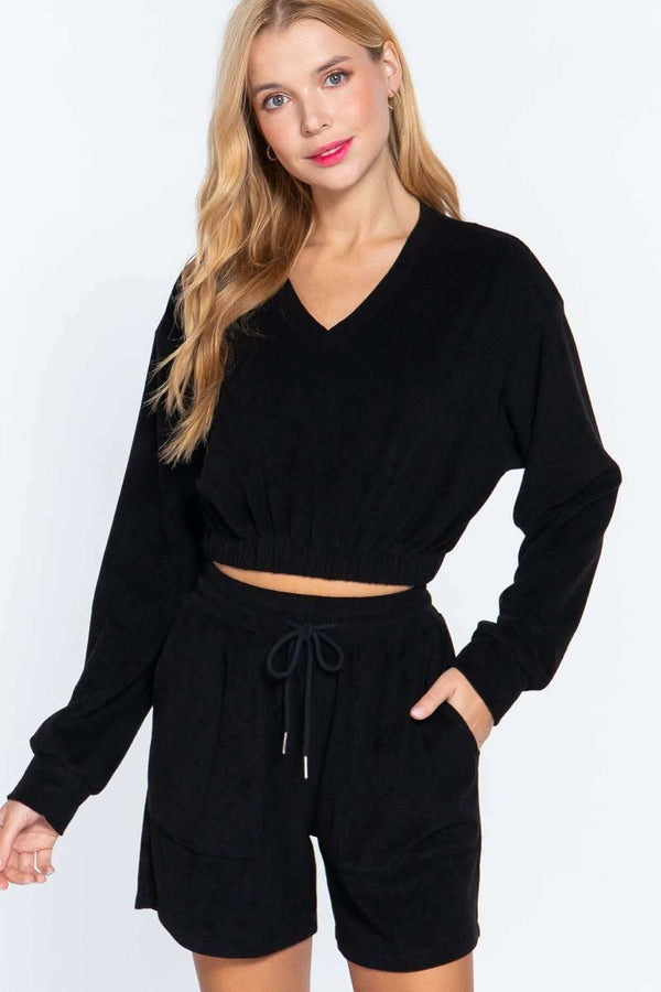 Elasticized Hem Terry Towelling Top - Fit Me For 20