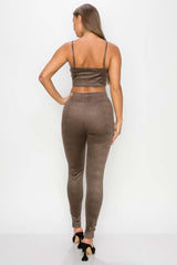 Embossed Snake Print Top And Leggings Set - Fit Me For 20