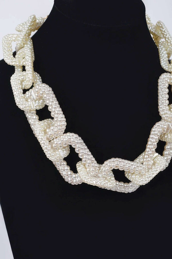Faux Pearl Link Chain Necklace - Fit Me For 20