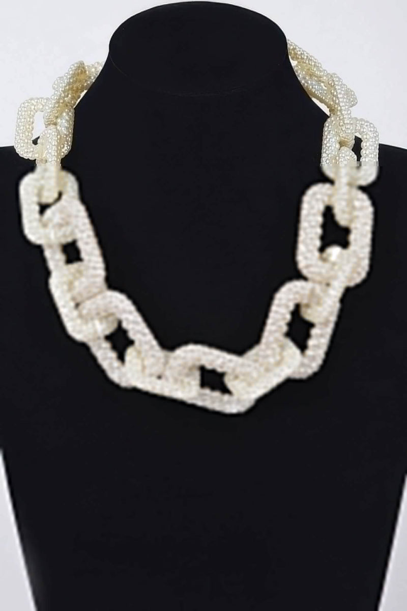 Faux Pearl Link Chain Necklace - Fit Me For 20