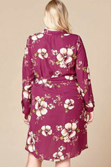 Floral Woven Button-down Collared Shirt Dress - Fit Me For 20