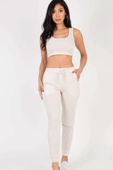 French Terry Cropped Tank Top & Joggers Set - Fit Me For 20