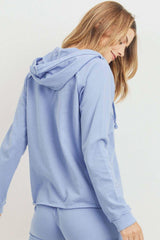 French Terry Hood With V-neck Long Sleeve Top - Fit Me For 20
