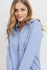 French Terry Hood With V-neck Long Sleeve Top - Fit Me For 20