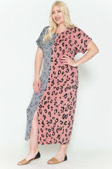 Front Slit Dolman Leopard Print Maxi Dress - Fit Me For 20