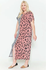 Front Slit Dolman Leopard Print Maxi Dress - Fit Me For 20