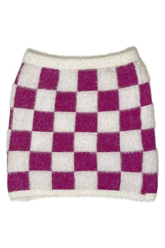Fuzzy checkered skirt - Fit Me For 20