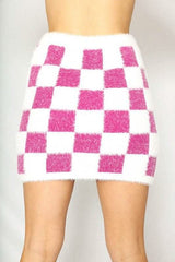 Fuzzy checkered skirt - Fit Me For 20