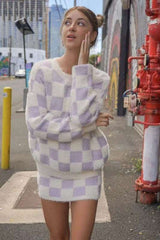 Fuzzy checkered skirt - Fit Me For 20