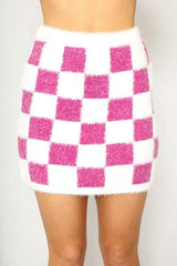Fuzzy checkered skirt - Fit Me For 20