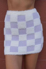 Fuzzy checkered skirt - Fit Me For 20