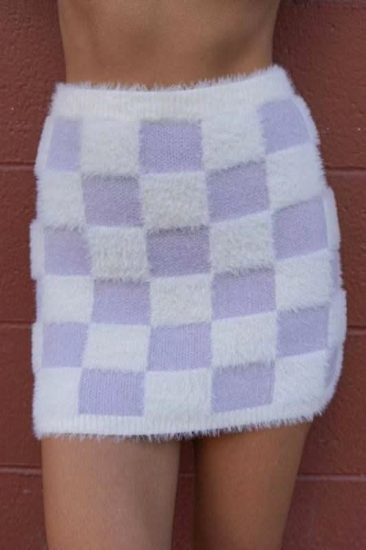 Fuzzy checkered skirt - Fit Me For 20