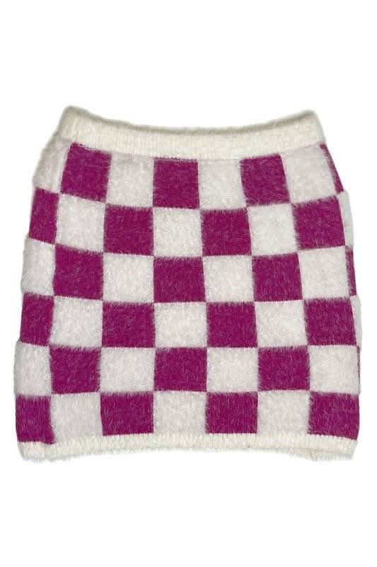 Fuzzy checkered skirt - Fit Me For 20