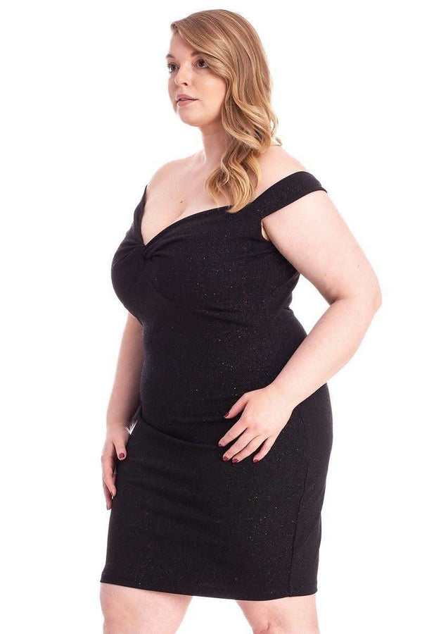 Glittered Off Shoulder Mini Dress - Fit Me For 20