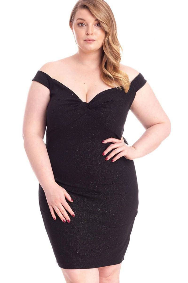 Glittered Off Shoulder Mini Dress - Fit Me For 20