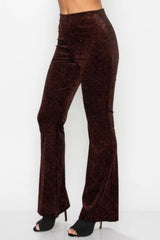 Glittery Flare High-rise Elastic Pants - Fit Me For 20