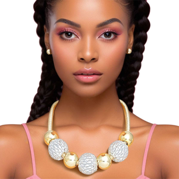 Necklace Gold Mesh Disco Ball Set for Women - Fit Me For 20